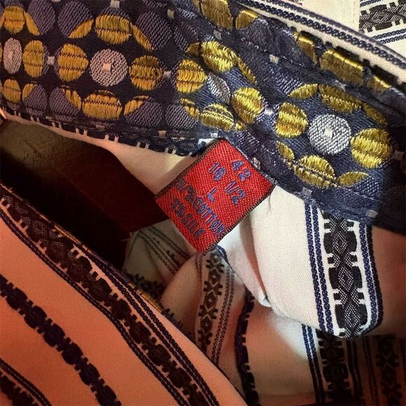 Robert Graham Men's Blue Striped Long Sleeve‎ Shirt 16.5 Size Large - Picture 7 of 7